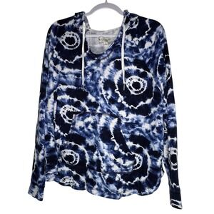 Koolaburra by UGG Womens Blue Tie Dye Spiral Hoodie Sweatshirt Size Large